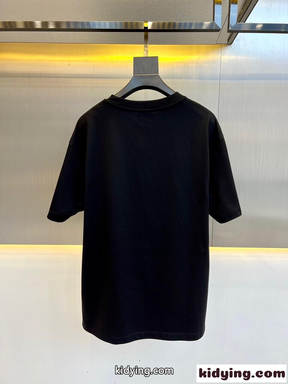 ユニセックス カジュアル ロゴ 刺繍 モンクレール Tシャツ コピー コットン 半袖 ブラック-5