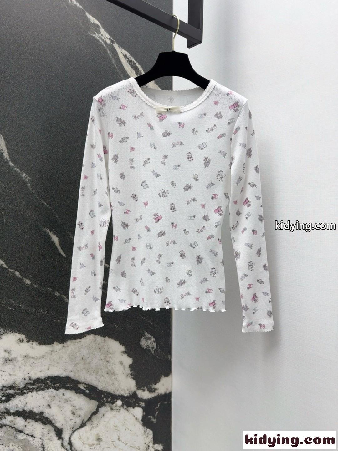目を惹く フラワー 長袖Tシャツ シャネル ニット コピー コンパクト トップス-2