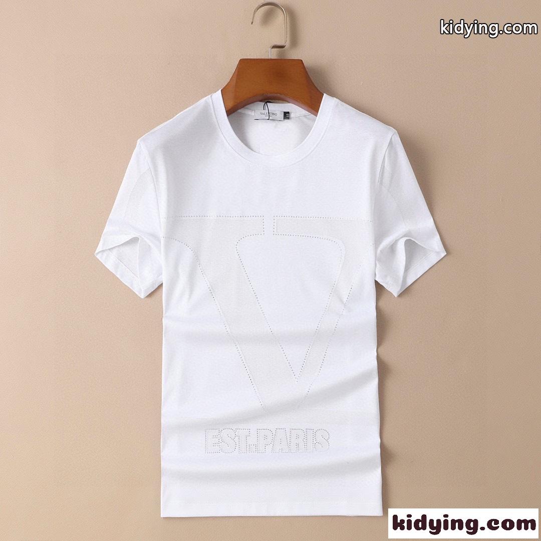 上品 着心地抜群 クルーネック シルケット コットン ヴァレンティノ Tシャツ コピー メンズ 定番 半袖 トップス-0