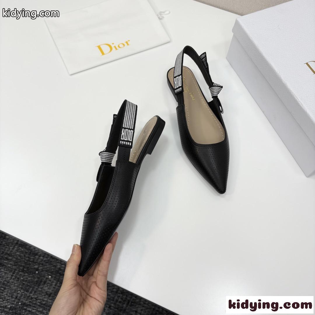 人気 新作 Dior Toujours スリングバックフラット スーパーコピー ブラック-4