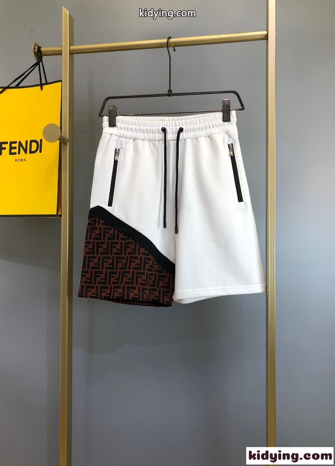 ホワイトジャージー ショートパンツ フェンディ パンツ コピー メンズ ファッション-2