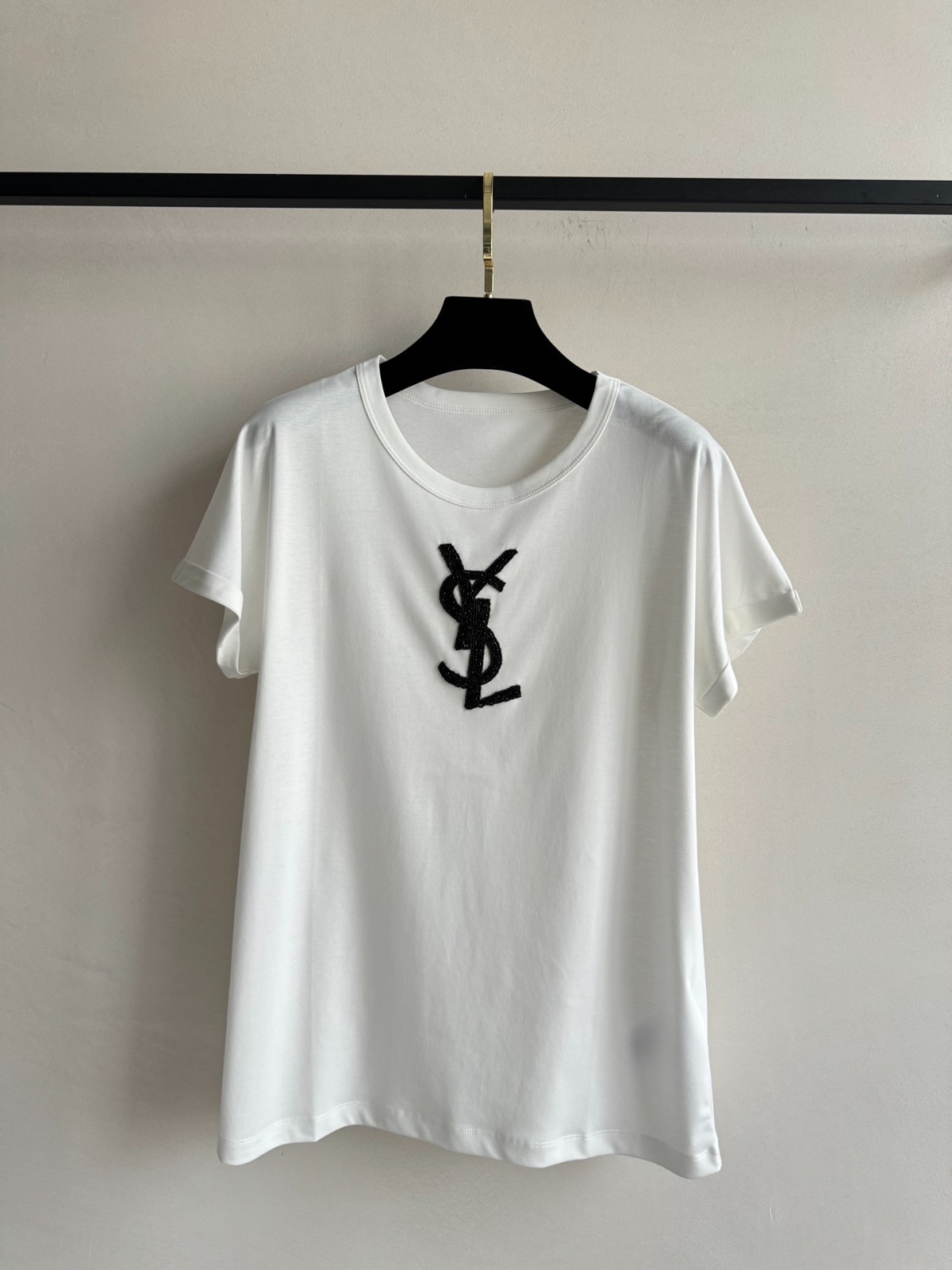シンプル イヴ・サンローラン Tシャツ コピー カジュアル YSLロゴ 半袖Tシャツ ホワイト-1
