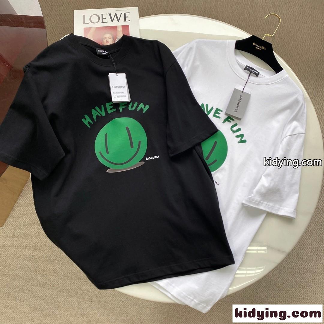 シンプル 可愛い プリント おしゃれ クルーネック バレンシアガ 半袖tシャツ コピー レディース メンズ トップス-0