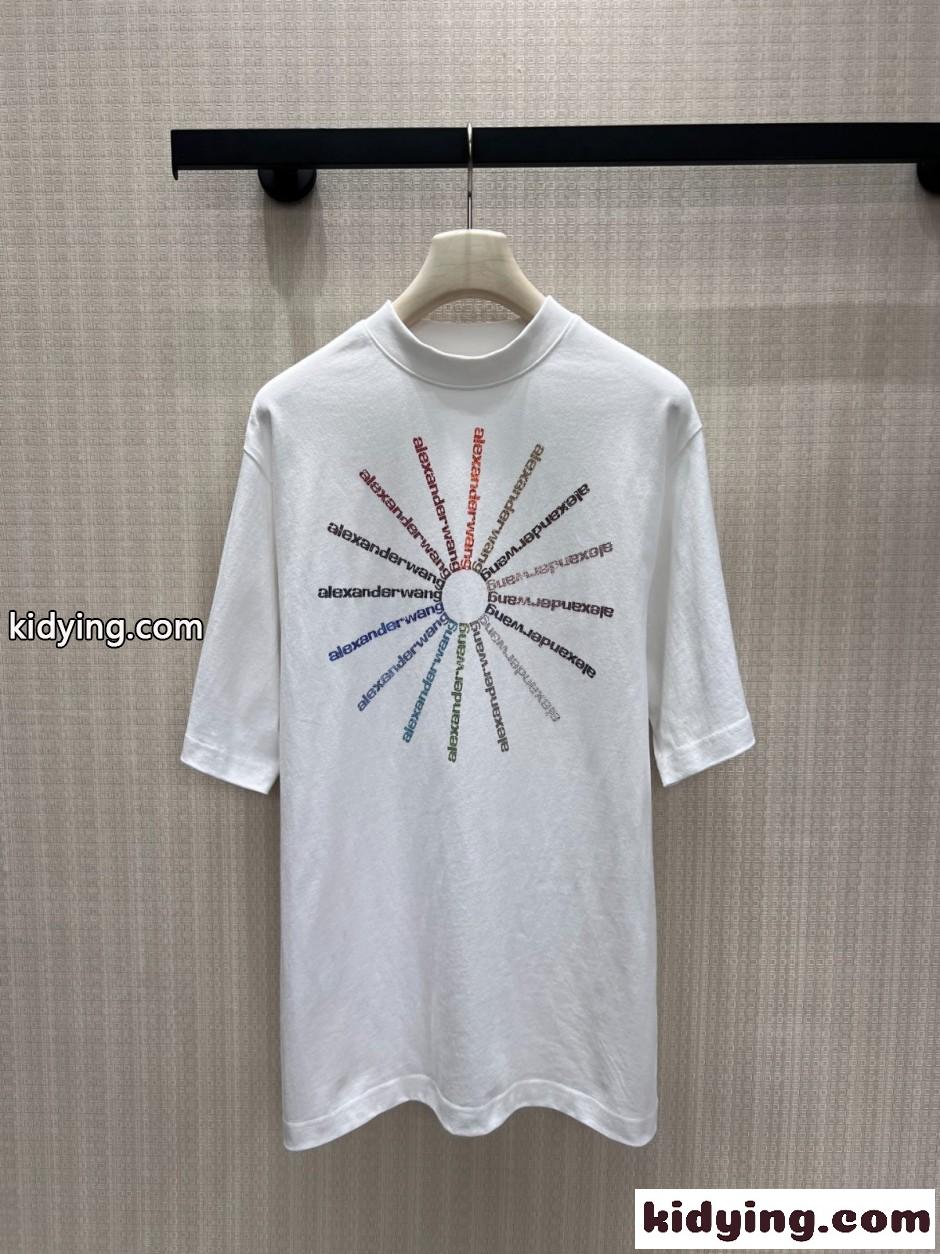 ラインストーン ピンホイール 半袖tシャツ アレキサンダーワング Tシャツ コピー ホワイト-0