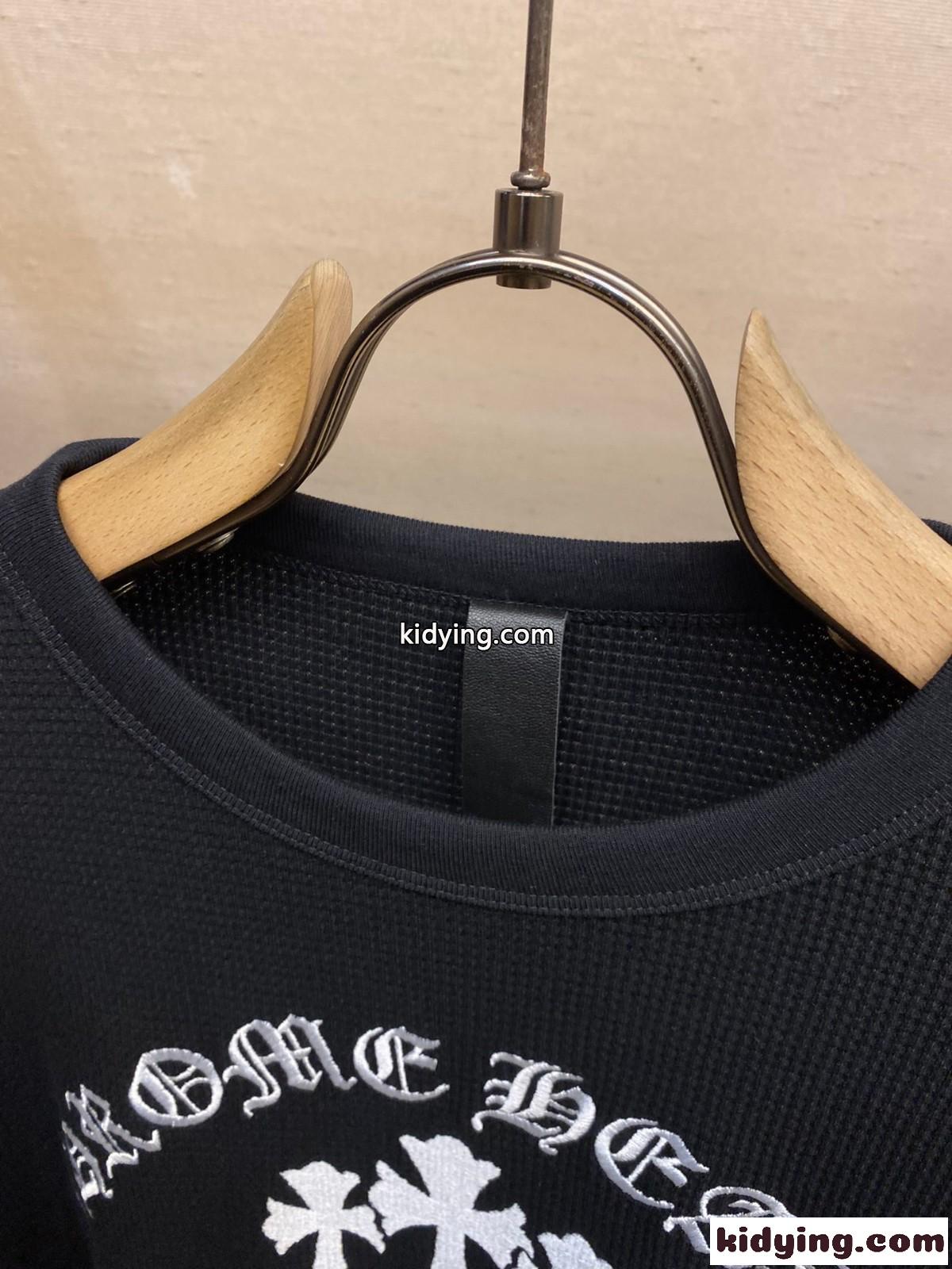 おしゃれ ロゴ 刺繍入り クロムハーツ Tシャツ コピー 長袖 クルーネック-2