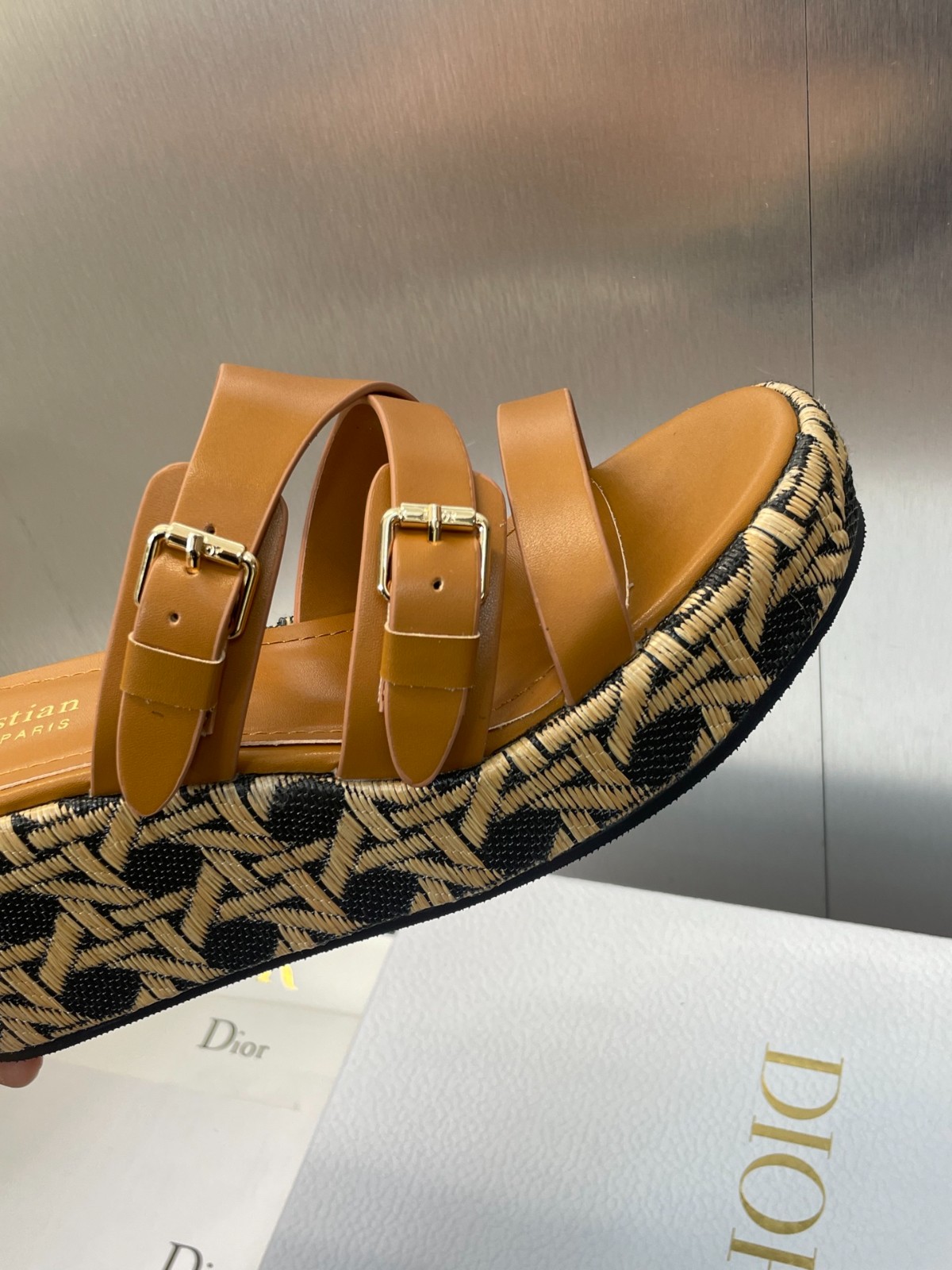 LAmazone Dior ウェッジスライド ディオール サンダル スーパーコピー ブラウン-4