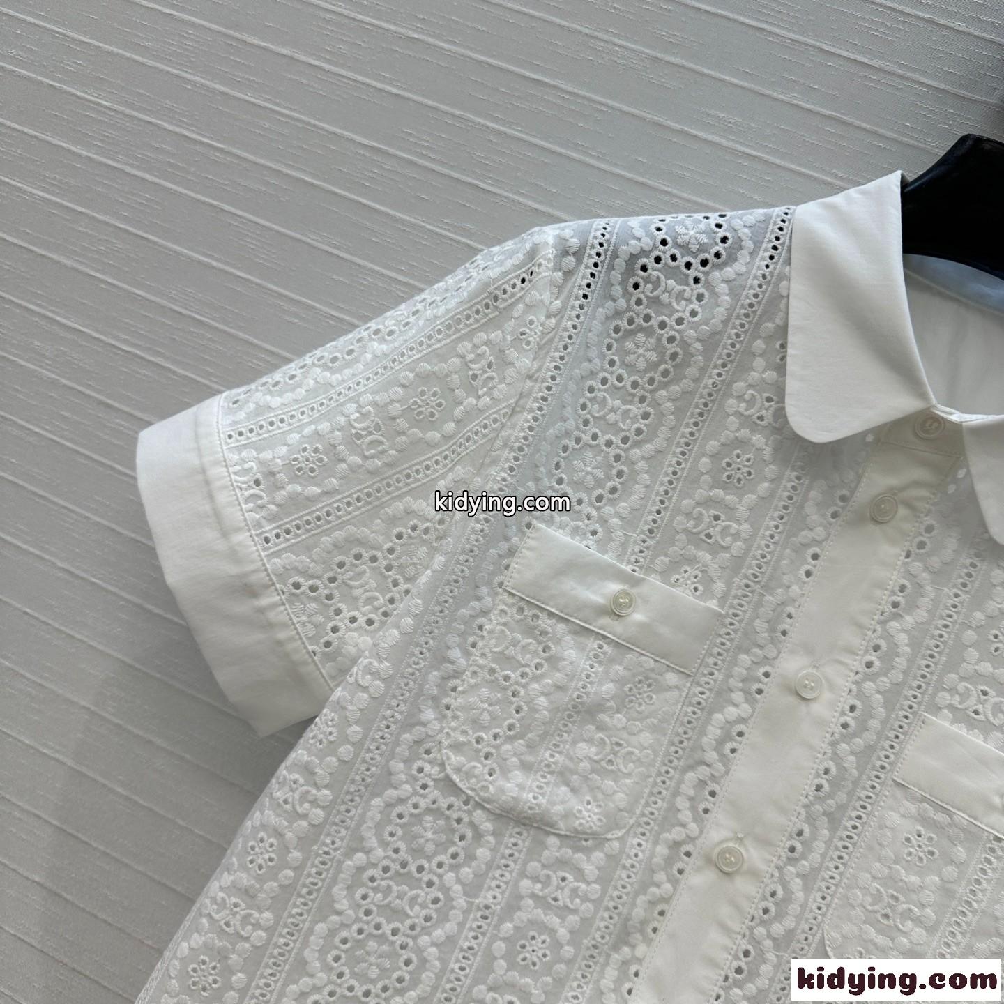 フェンミン イギリス刺繍入りシャツ セリーヌ シャツ コピー コットン-2