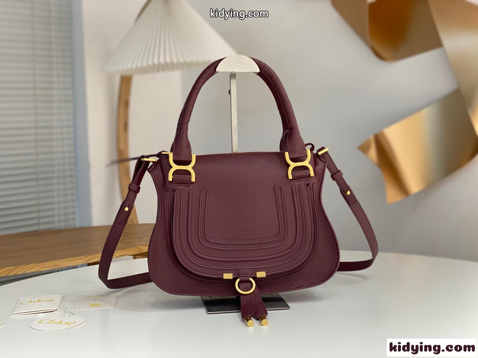 MARCIE スモール ダブルキャリーバッグ クロエ バッグ スーパーコピー ワイン-0