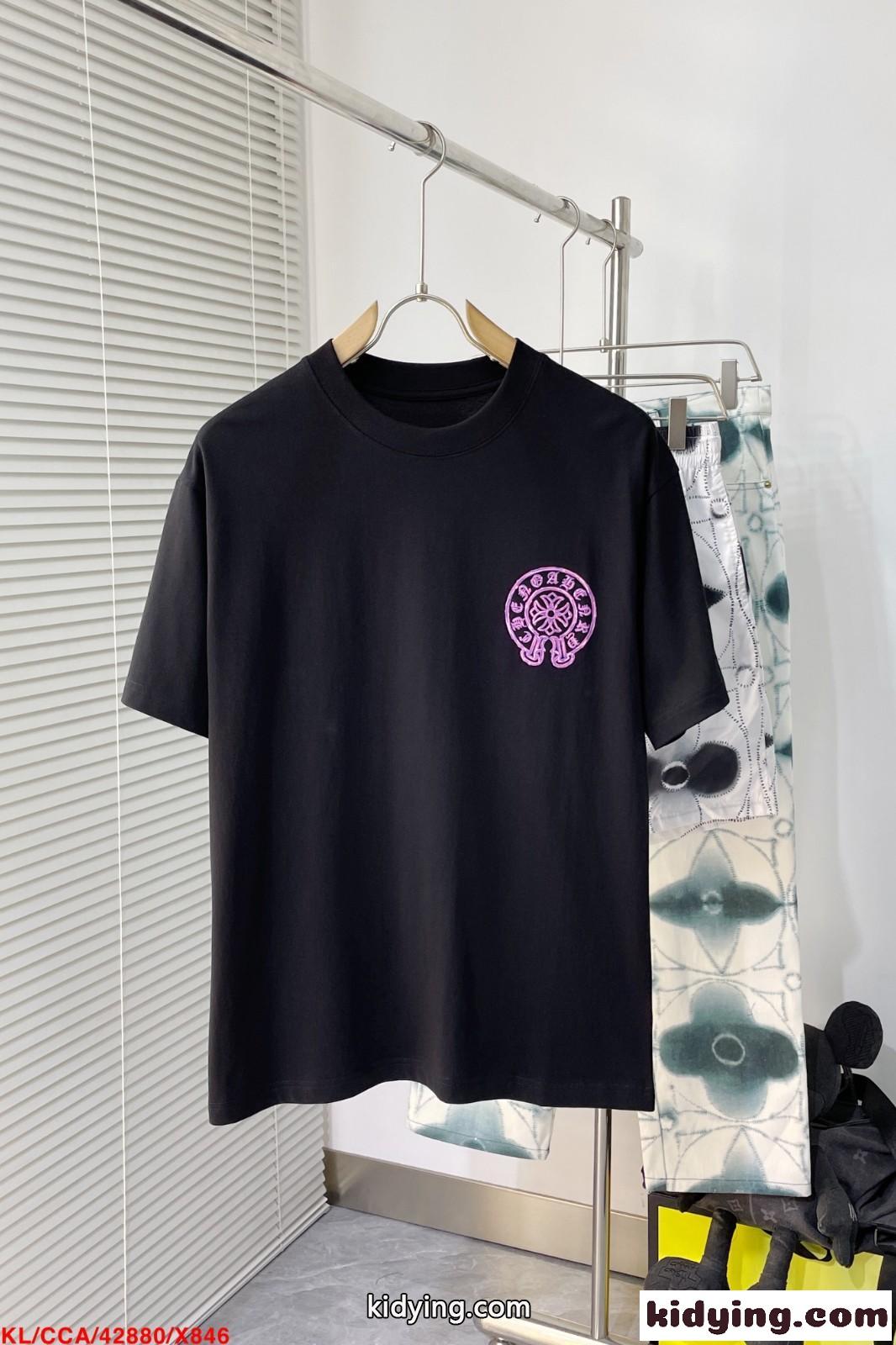 メンズ 着心地いい シンプル 着回し クロムハーツ Tシャツ コピー コットン 半袖Tシャツ-1