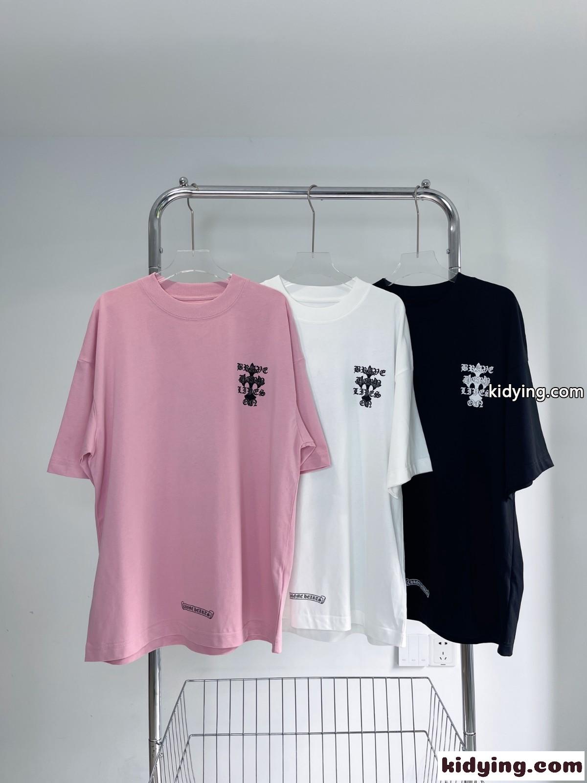 人気 オーバーサイズ 体型カバー ストリート系 プリント クロムハーツ 半袖Tシャツ コピー クルーネック着痩せ-1