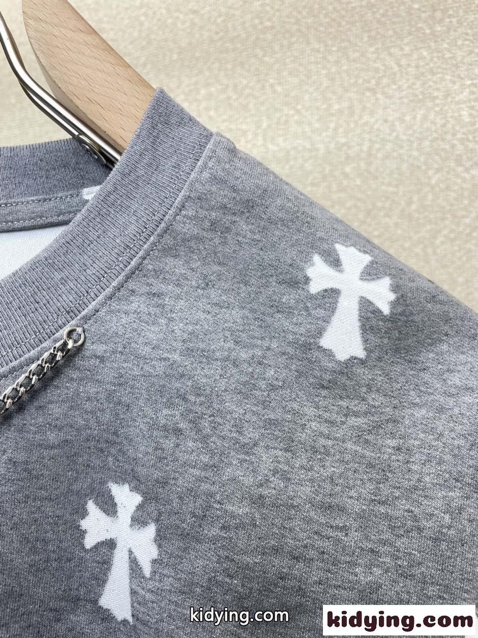 クロス総柄 クルーネック 半袖Tシャツ クロムハーツ Tシャツ 偽物 トップス-2