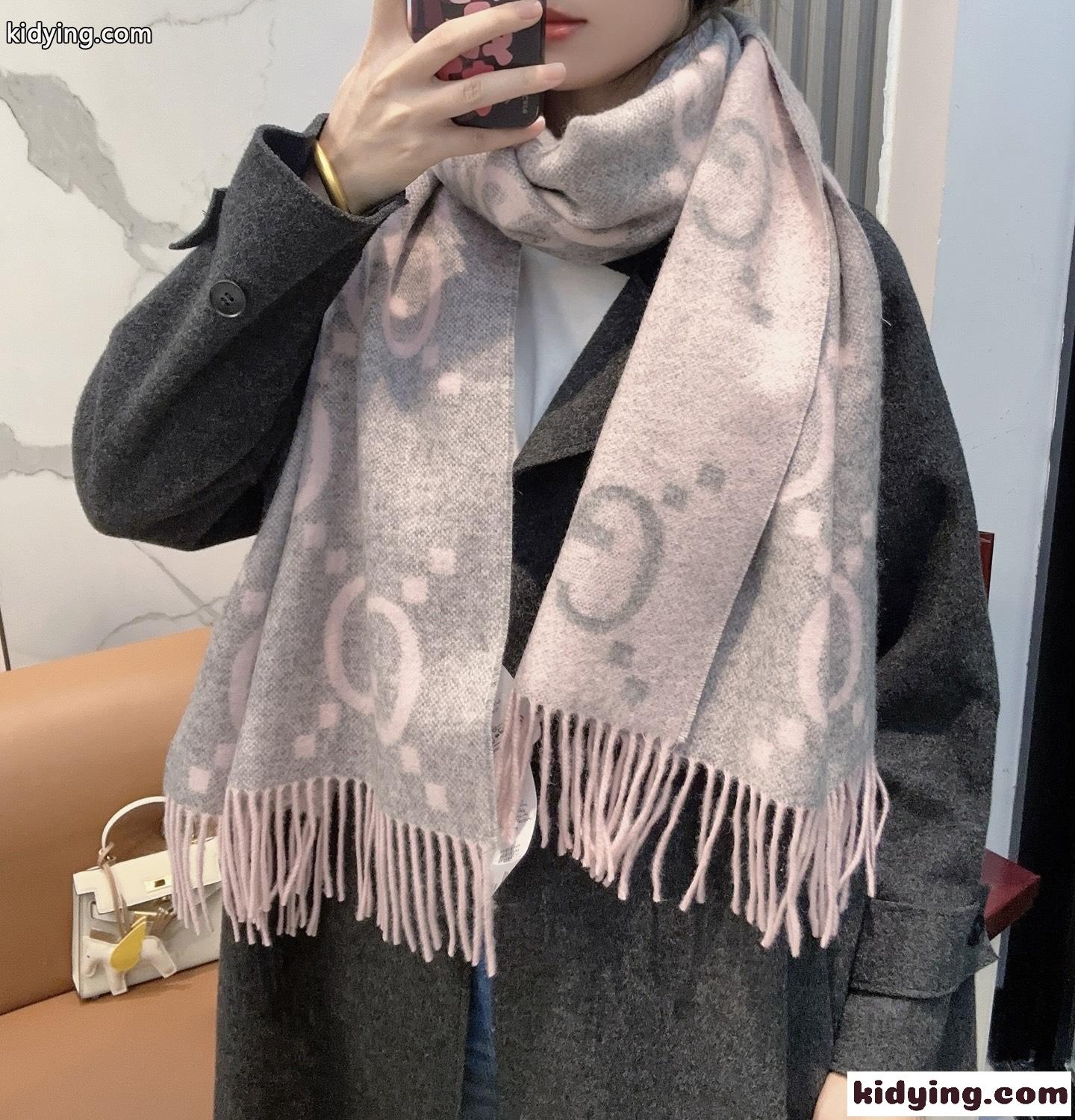 ユニセックス グッチ スカーフ 偽物 リバーシブル ジャンボGG カシミヤ マフラー-2