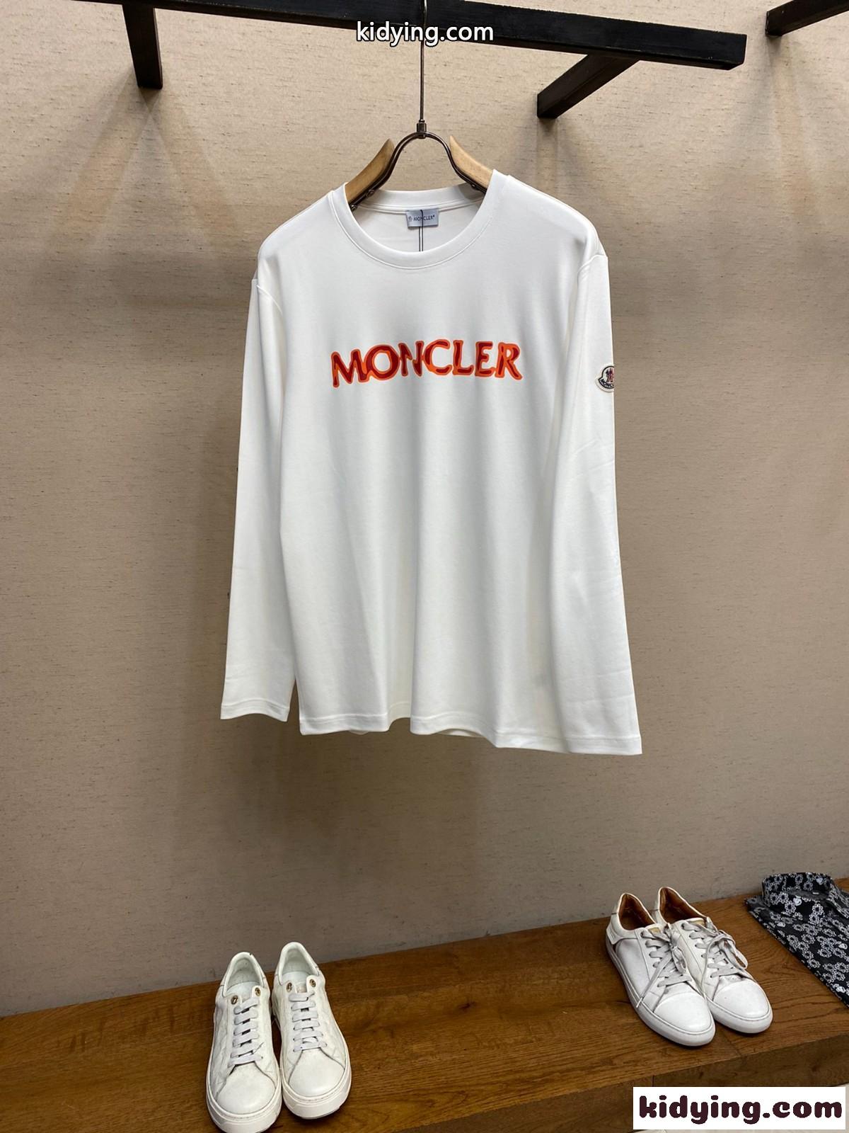 カジュアル ロゴプリント 長袖Tシャツ モンクレール Tシャツ コピー ホワイト-0