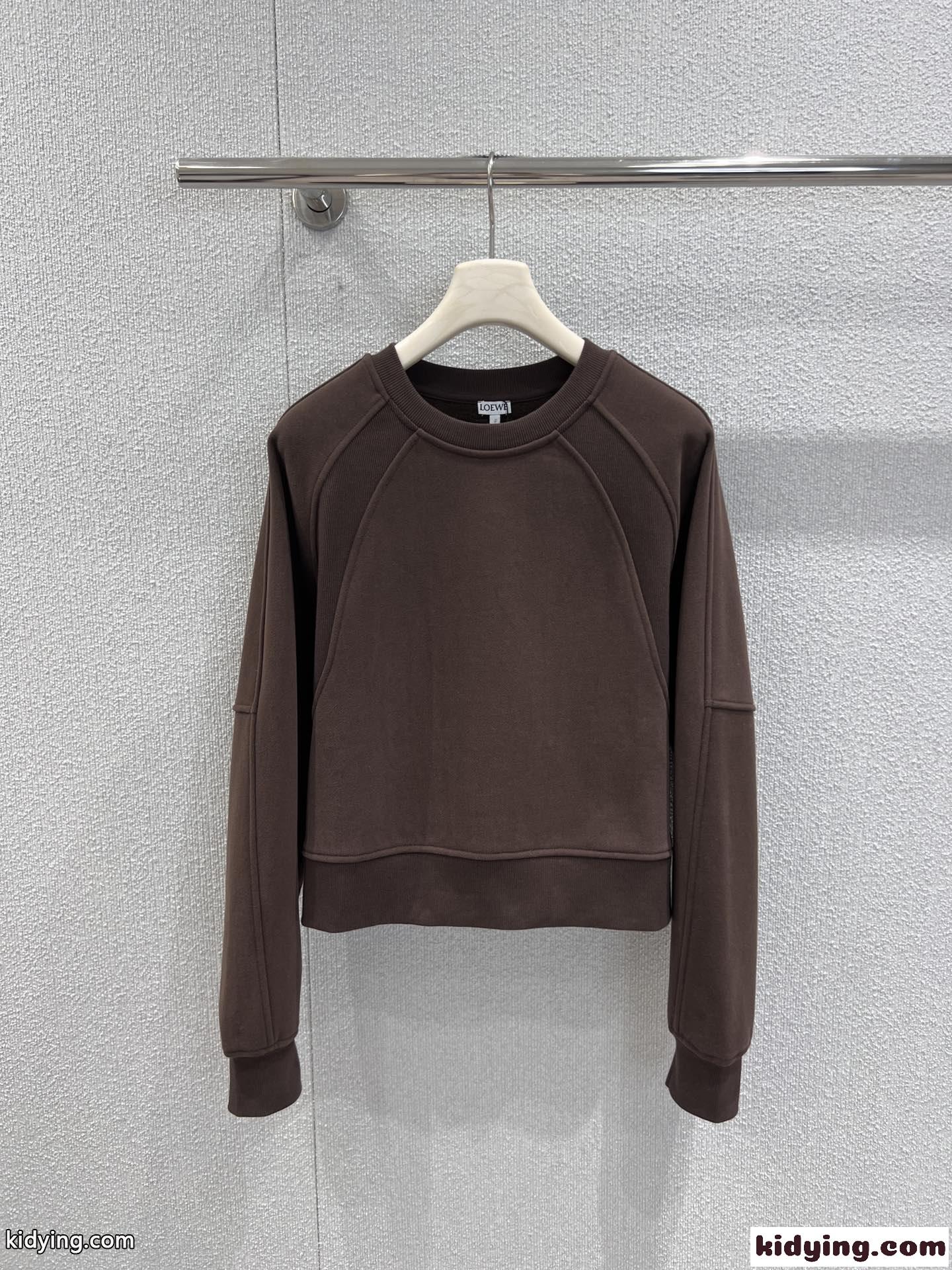 カジュアル クロップド スウェットシャツ ロエベ Tシャツ コピー ブラウン-0