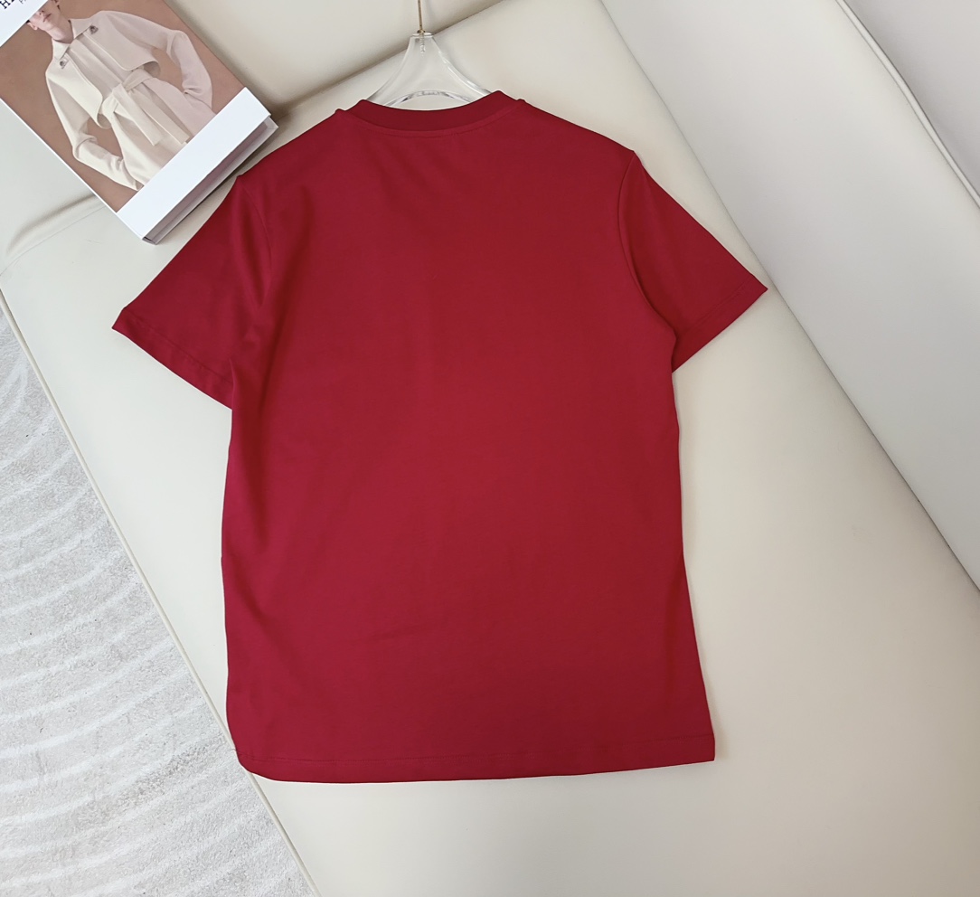 シンプル イヴ・サンローラン Tシャツ コピー コットン ロゴTシャツ レッド-0