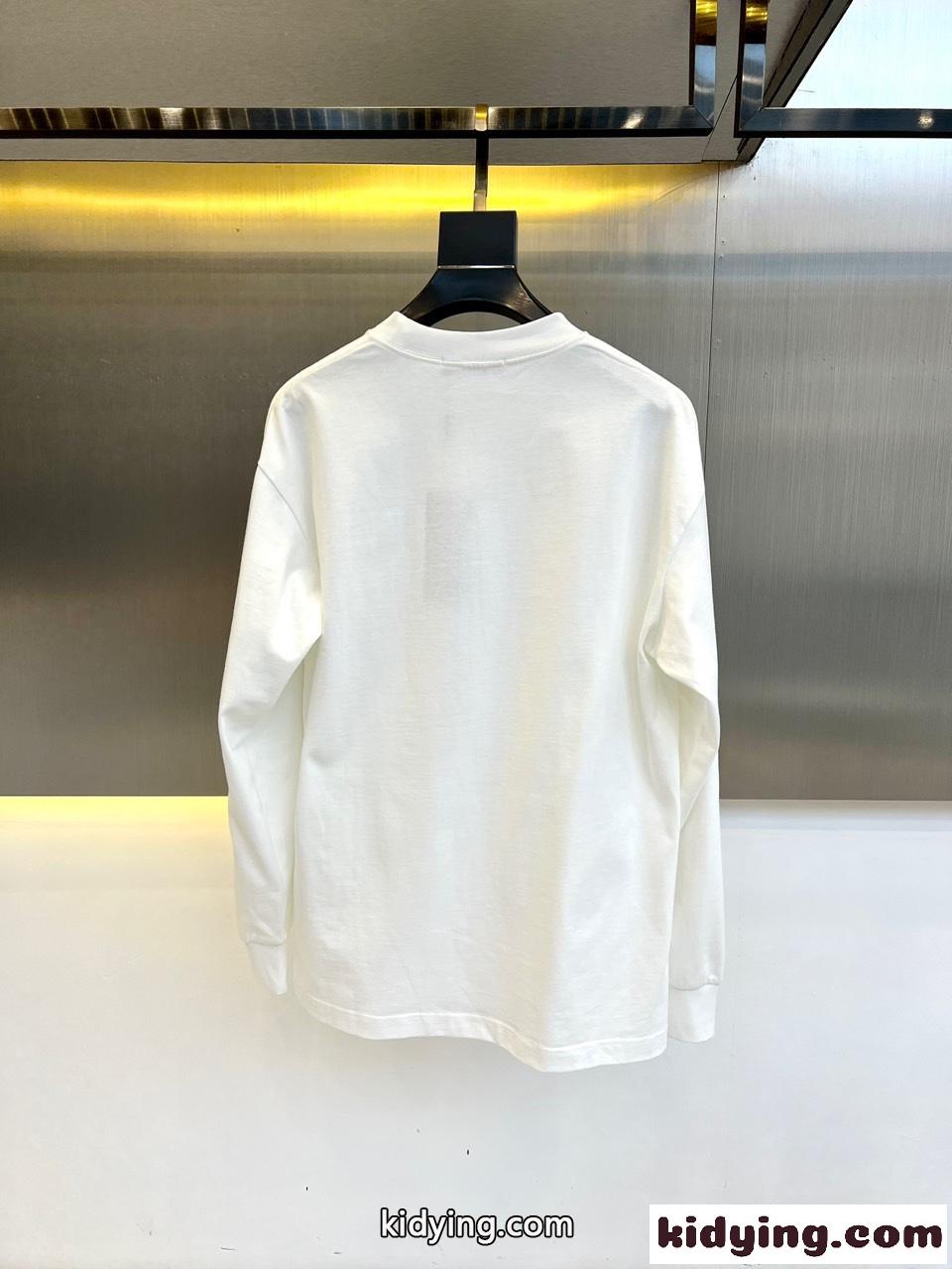 カジュアル ロゴプリント コットン 長袖Tシャツ ドルチェ&ガッバーナ Tシャツ コピー ホワイト-4