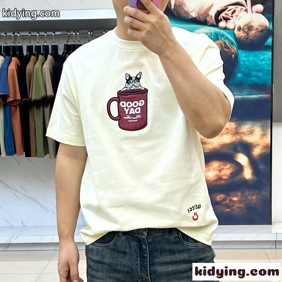 シンプル 可愛い 半袖Tシャツ グッチ Tシャツ 偽物 クルーネック ベージュ-1