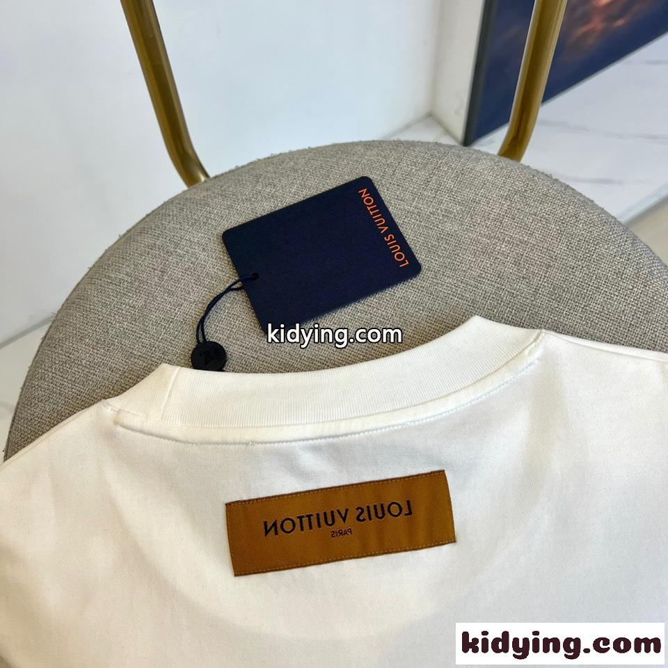 カジュアル お洒落 ロゴプリント 半袖Tシャツ ルイ・ヴィトン Tシャツ コピー ホワイト-4