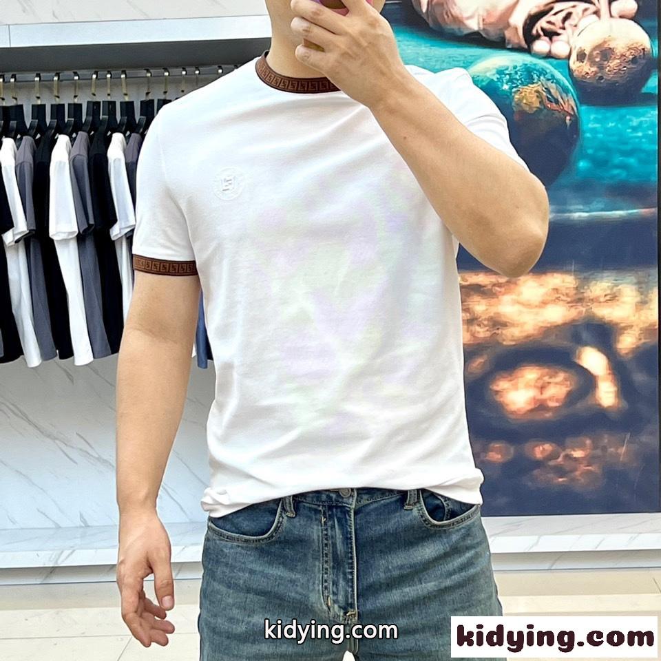 カジュアル 人気 フェンディ 半袖Tシャツ コピー コットンジャージーTシャツ ホワイト-1