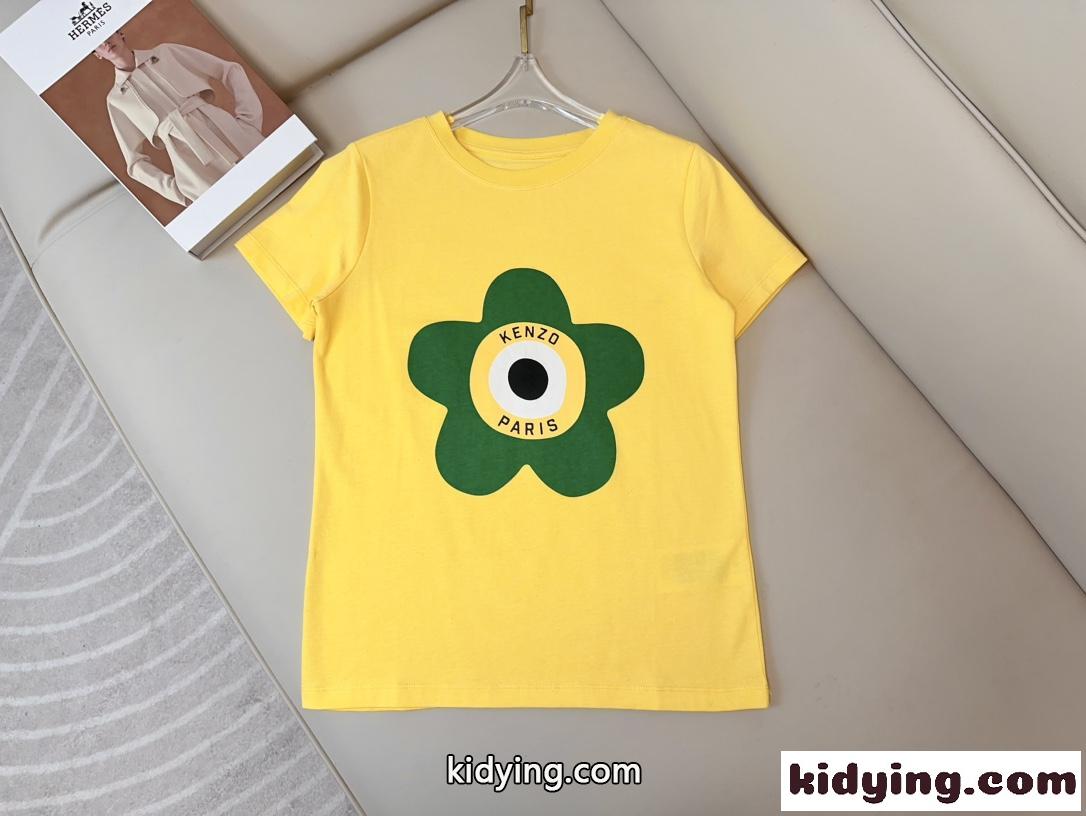 シンプル プリント コットン 半袖Tシャツ ケンゾー Tシャツ コピー イエロー-0