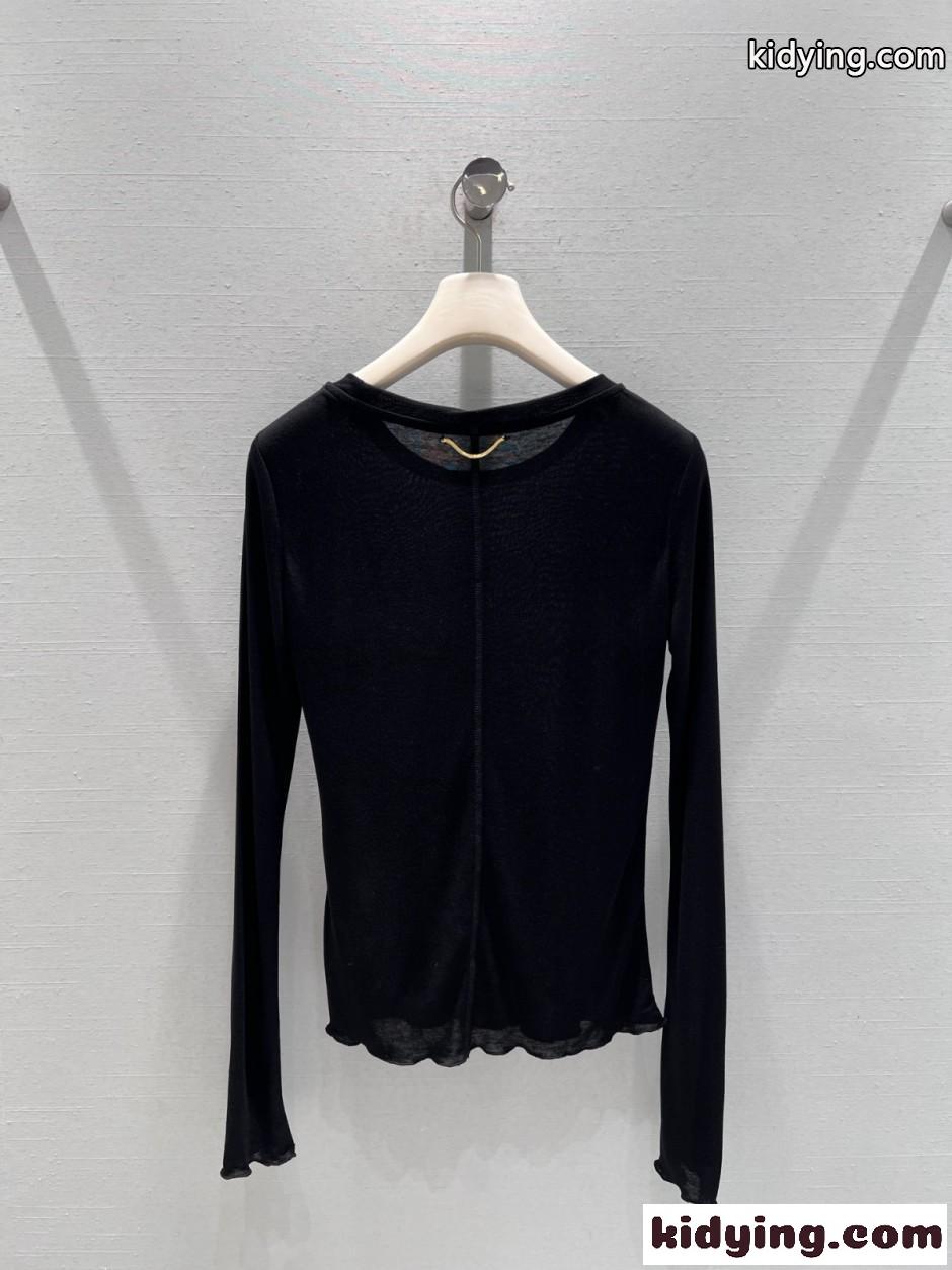 シンプル YSL 長袖Tシャツ イヴ・サンローラン Tシャツ コピー ブラック-2