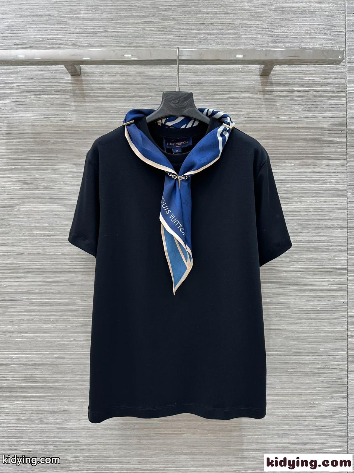 おしゃれ ノーティカル スカーフTシャツ ルイ・ヴィトン Tシャツ コピー ブラック-2