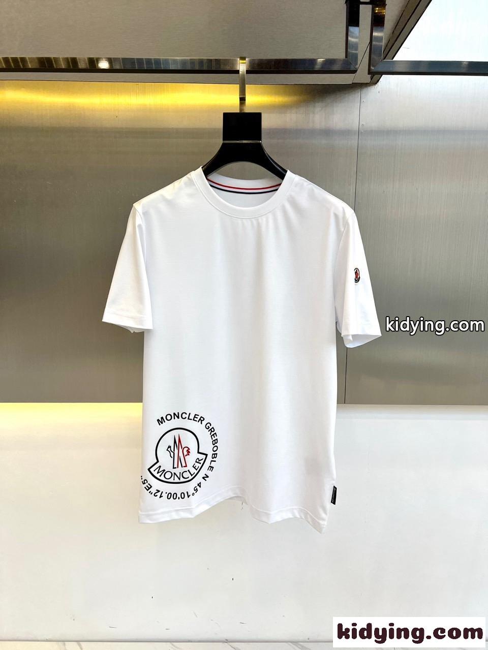 カジュアル 快適 クルーネック 半袖Tシャツ モンクレール Tシャツ コピー ホワイト-0