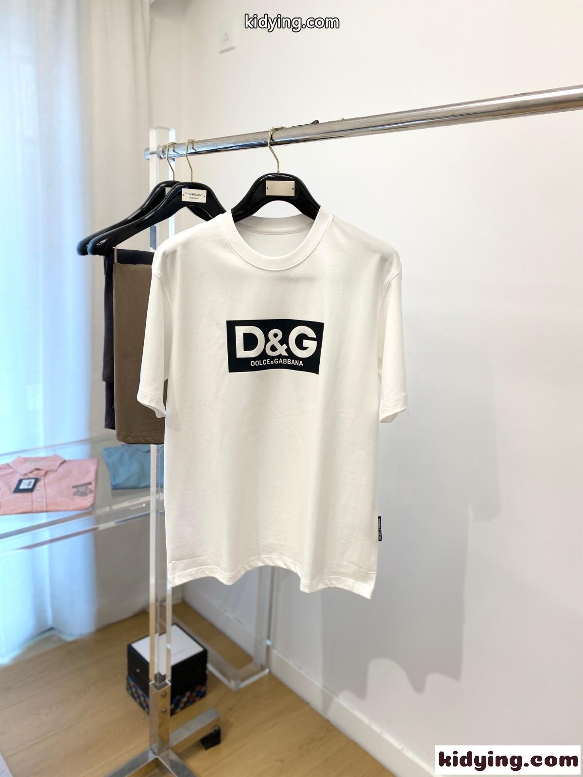 シンプル ドルチェ&ガッバーナ Tシャツ コピー ロゴ入り クルーネック 半袖Tシャツ ホワイト-0