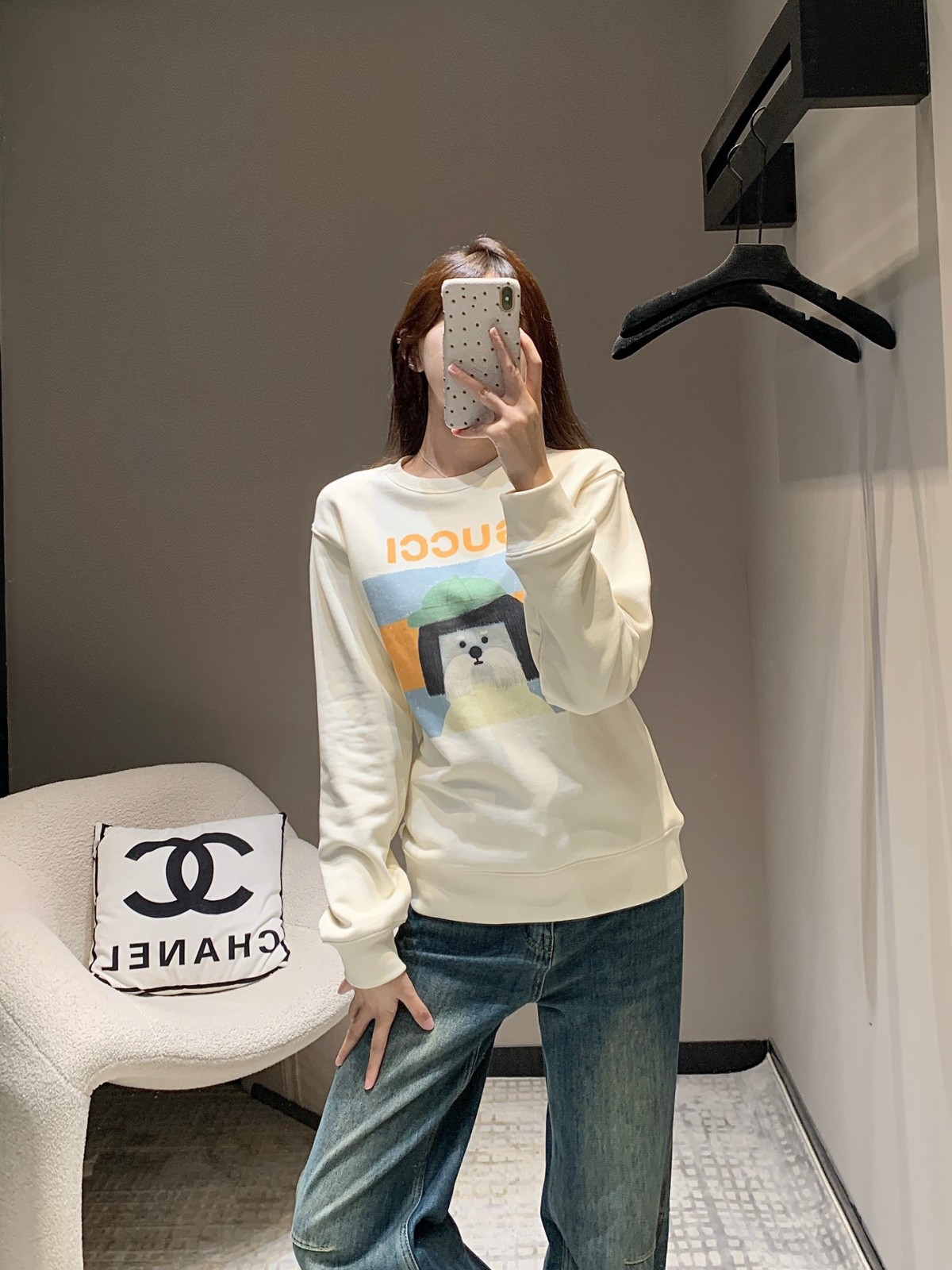 可愛い 合わせやすい プリント グッチ Tシャツ コピー スウェットシャツ ホワイト-1