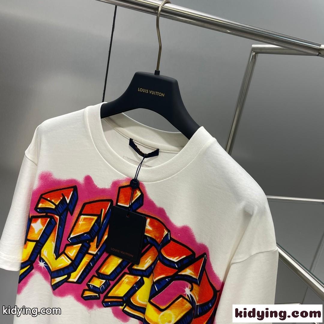 ユニセックス おしゃれ ストリート カジュアル ゆったり ルイ・ヴィトン Tシャツ コピー 春夏 半袖 トップス-0