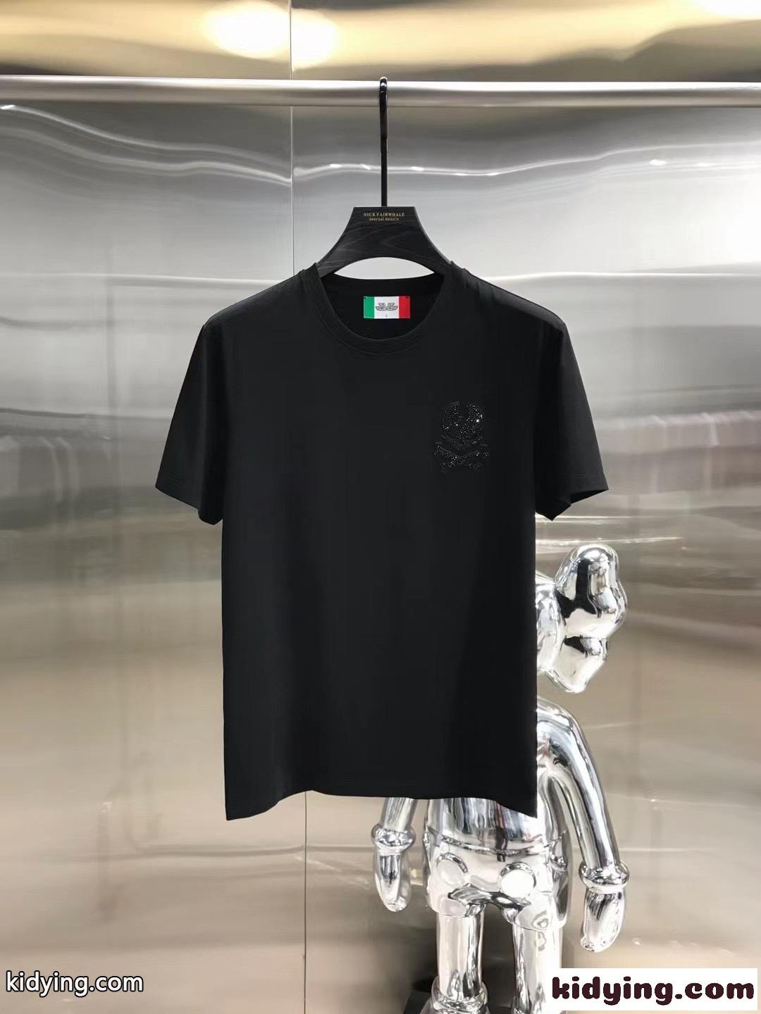 優しい肌触り 快適 クルーネック 春夏 新作 フィリッププレイン 半袖Tシャツ コピー メンズ トップス ホワイト ブラック-5