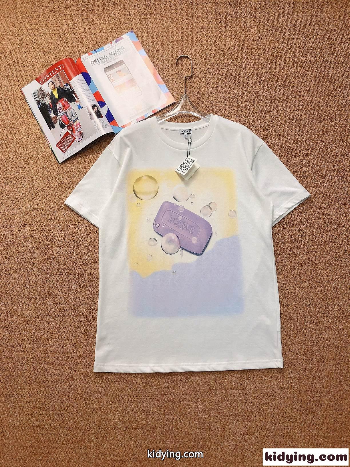 春夏 人気 新作 プリント おしゃれ カジュアル クルーネック ロエベ tシャツ コピー 半袖 コットン ユニセックス-0