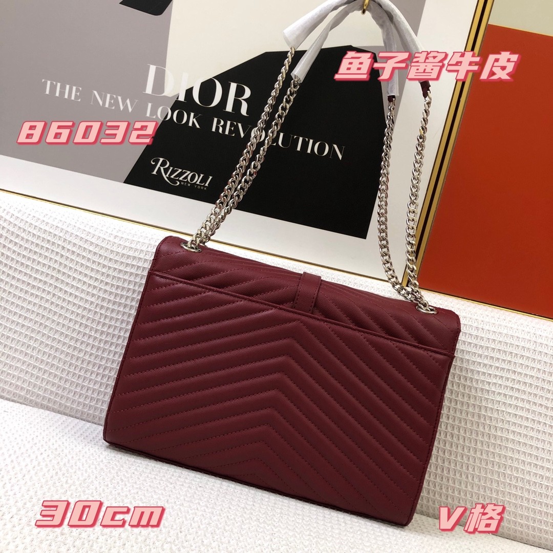 シルバー金具 定番 人気 ショルダーバッグ イヴ・サンローラン バッグ コピー ワイン-1