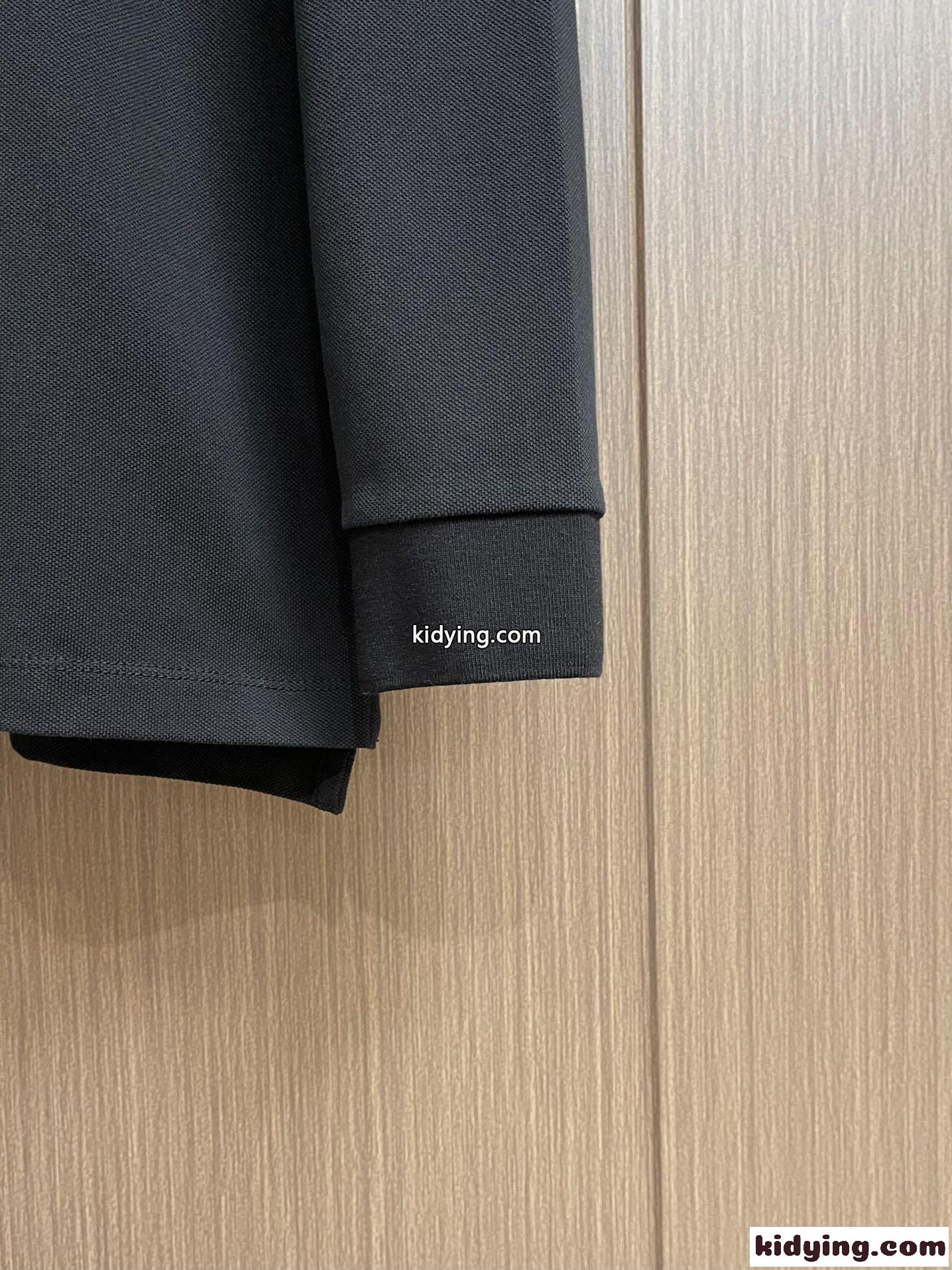 ロングスリーブ コットン ポロシャツ バーバリー Tシャツ コピー ブラック-3