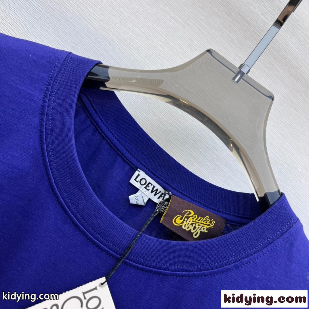 アナグラム コットン Tシャツ ロエベ Tシャツ コピー レディース ブルー-3