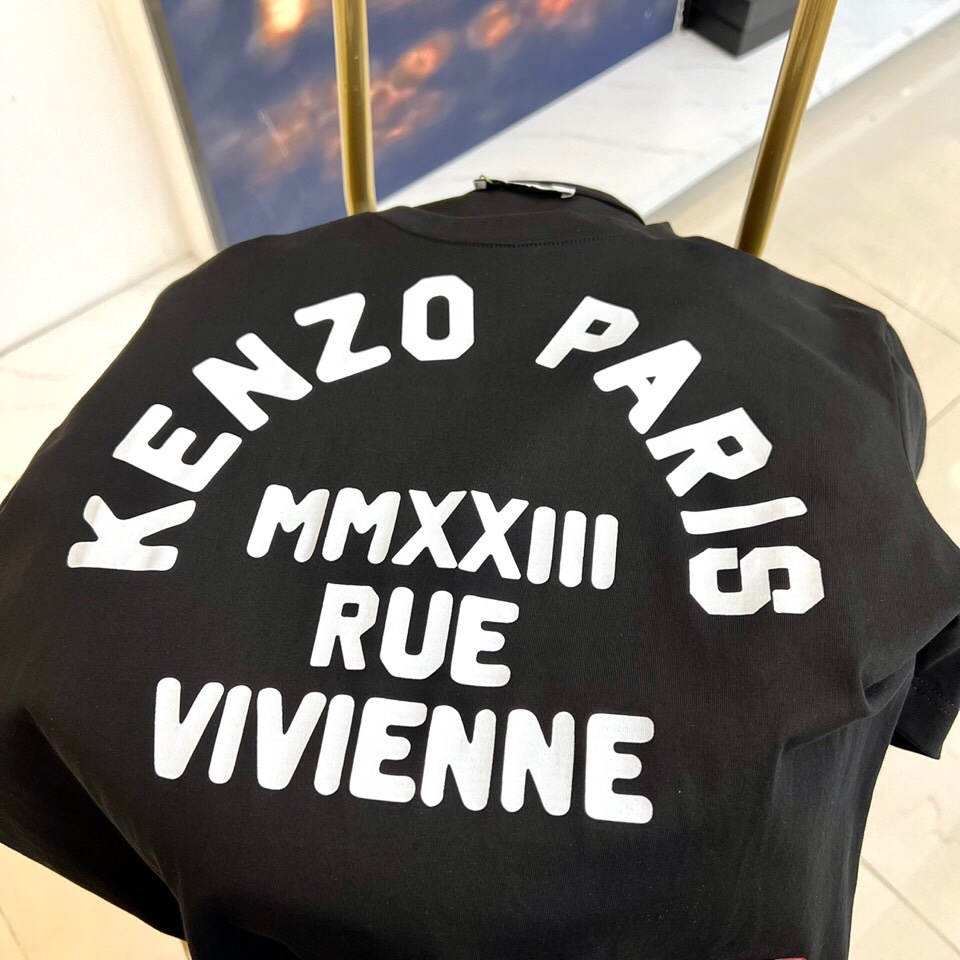 KENZO RUE VIVIENNE プリント クルーネック ケンゾー Tシャツ コピー ブラック-3