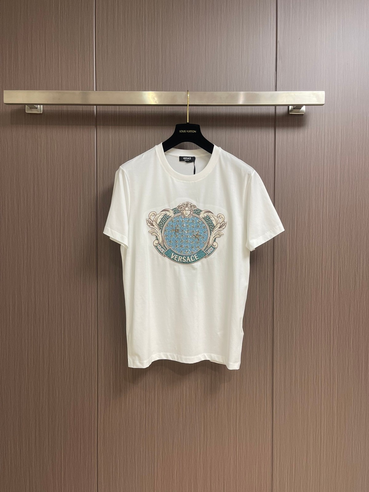 ラインストーン ヒトデ ブラゾン 半袖Tシャツ ヴェルサーチェ Tシャツ スーパーコピー ホワイト-1