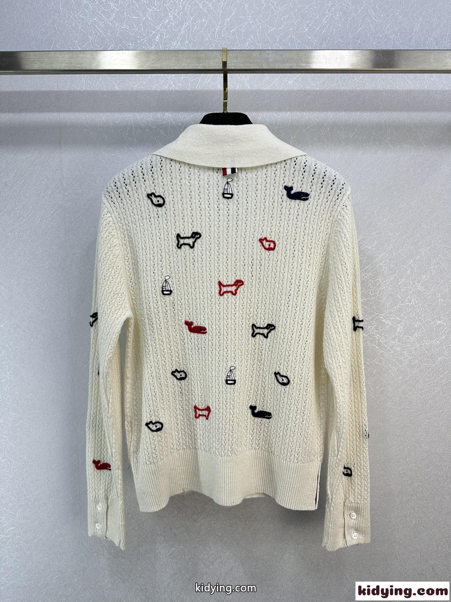 可愛い 刺繍入り ポロカーディガン トムブラウン ニット コピー レディース-4