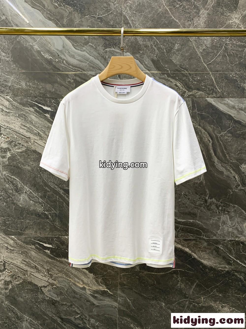 男女兼用 おしゃれ バイカラー クルーネック コットン ドムブラウン tシャツ コピー 半袖-3
