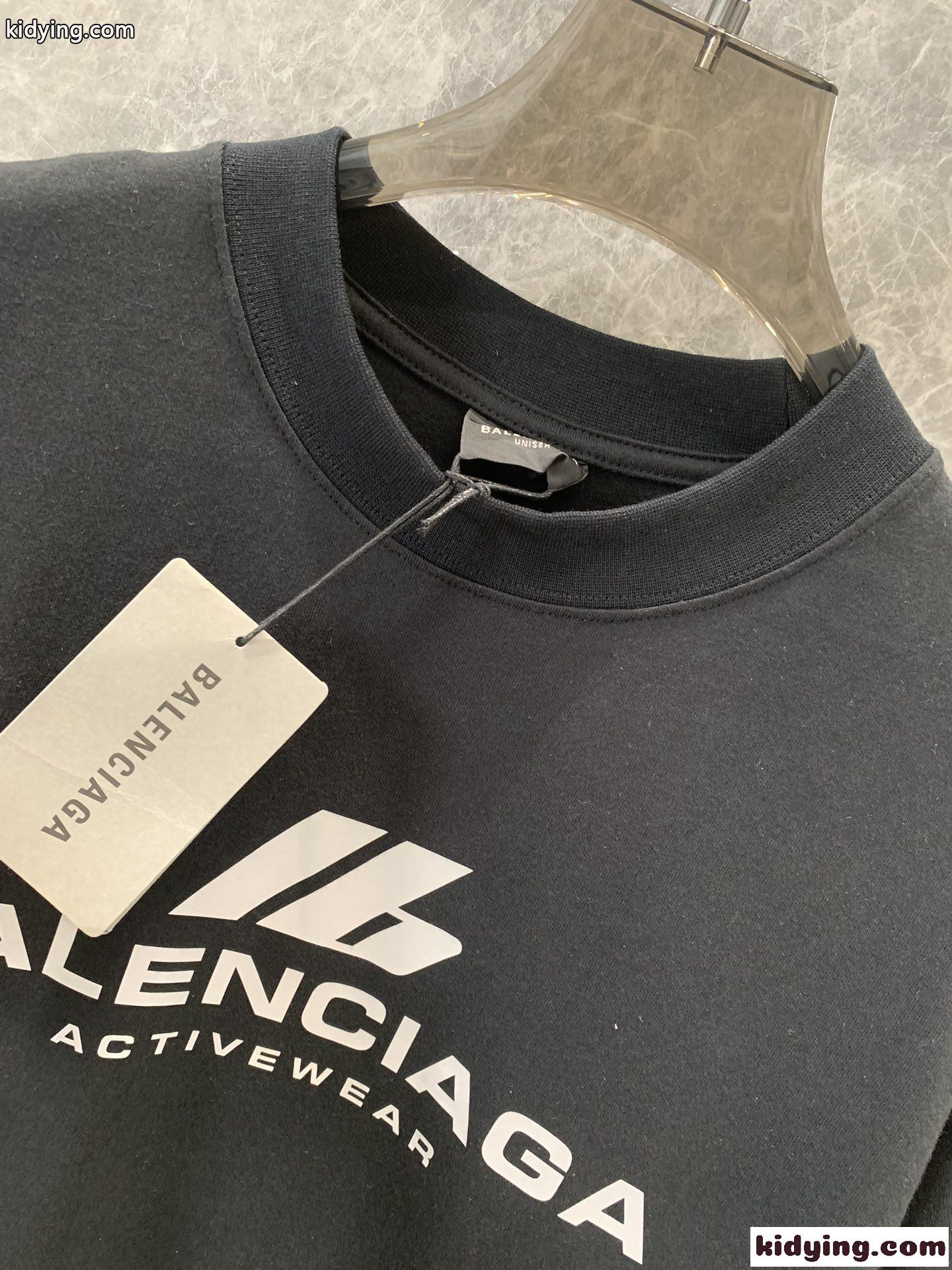 カジュアル 人気 ロゴ コットン Tシャツ バレンシアガ 半袖Tシャツ コピー ユニセックス ブラック-1