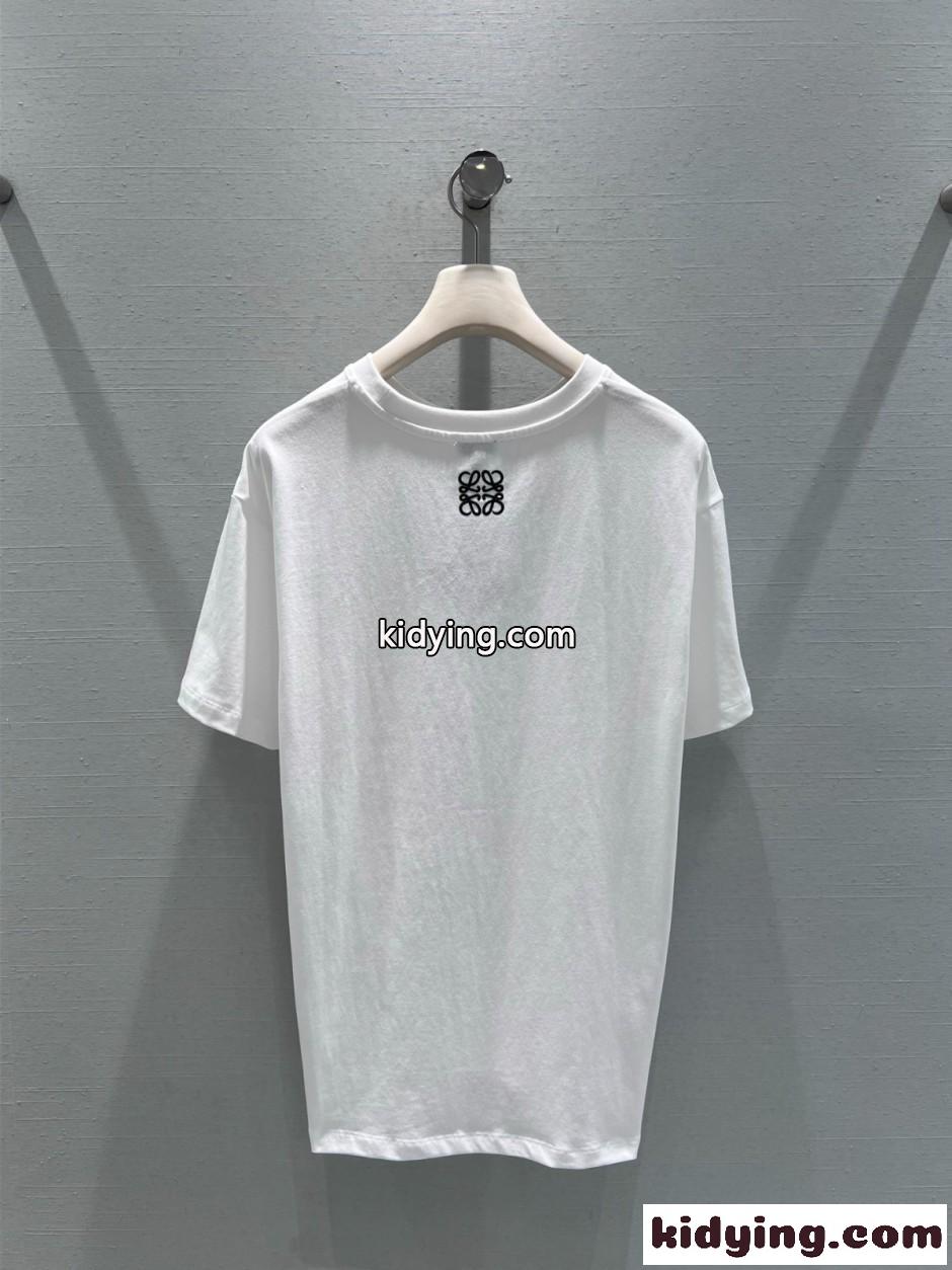 定番 合わせやすい コットン 半袖Tシャツ ロエベ Tシャツ コピー ユニセックス ホワイト-0