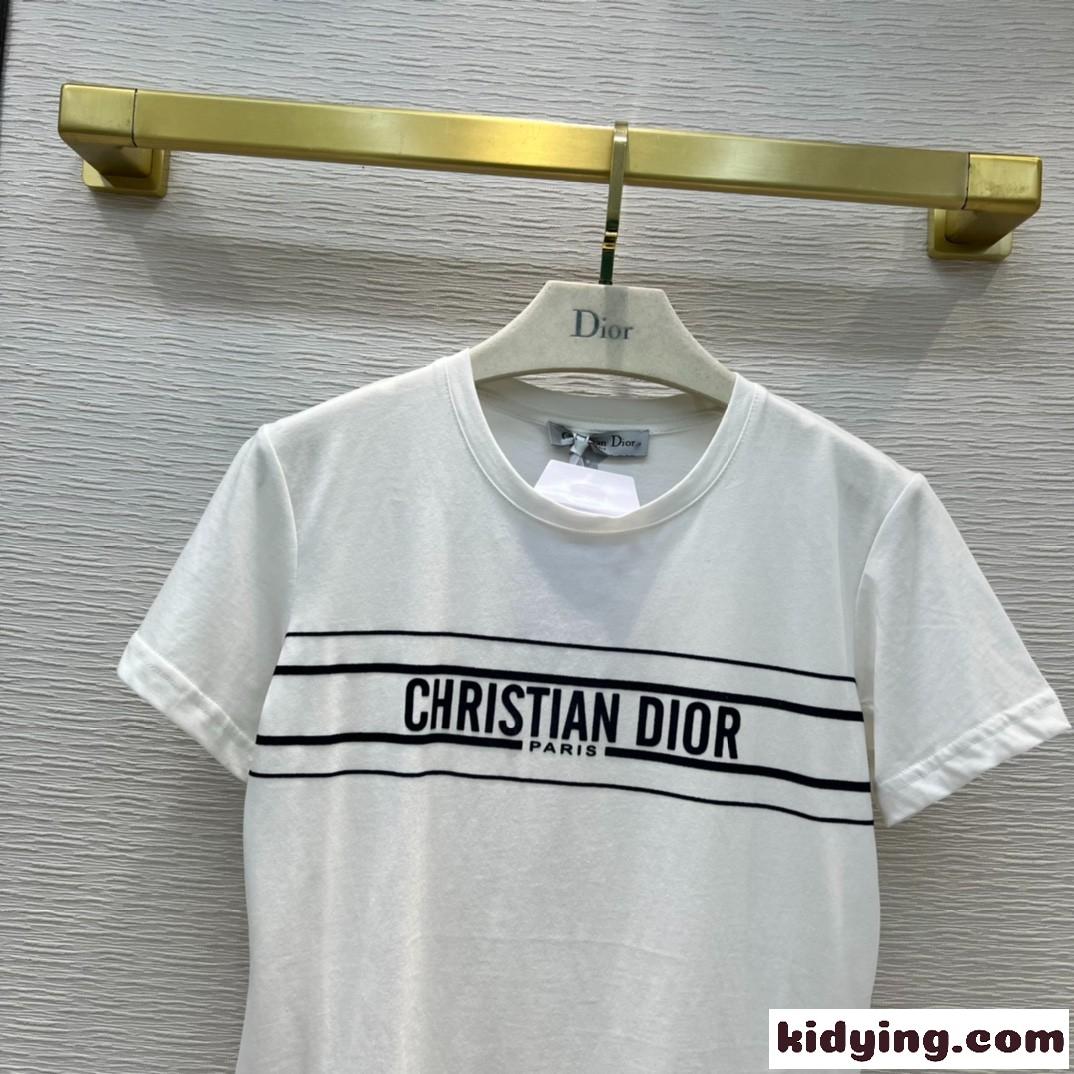 レディース 半袖 春夏 スポーツ風 クールネック クリスチャン・ディオール Tシャツ コピー コットン 着心地いい-0