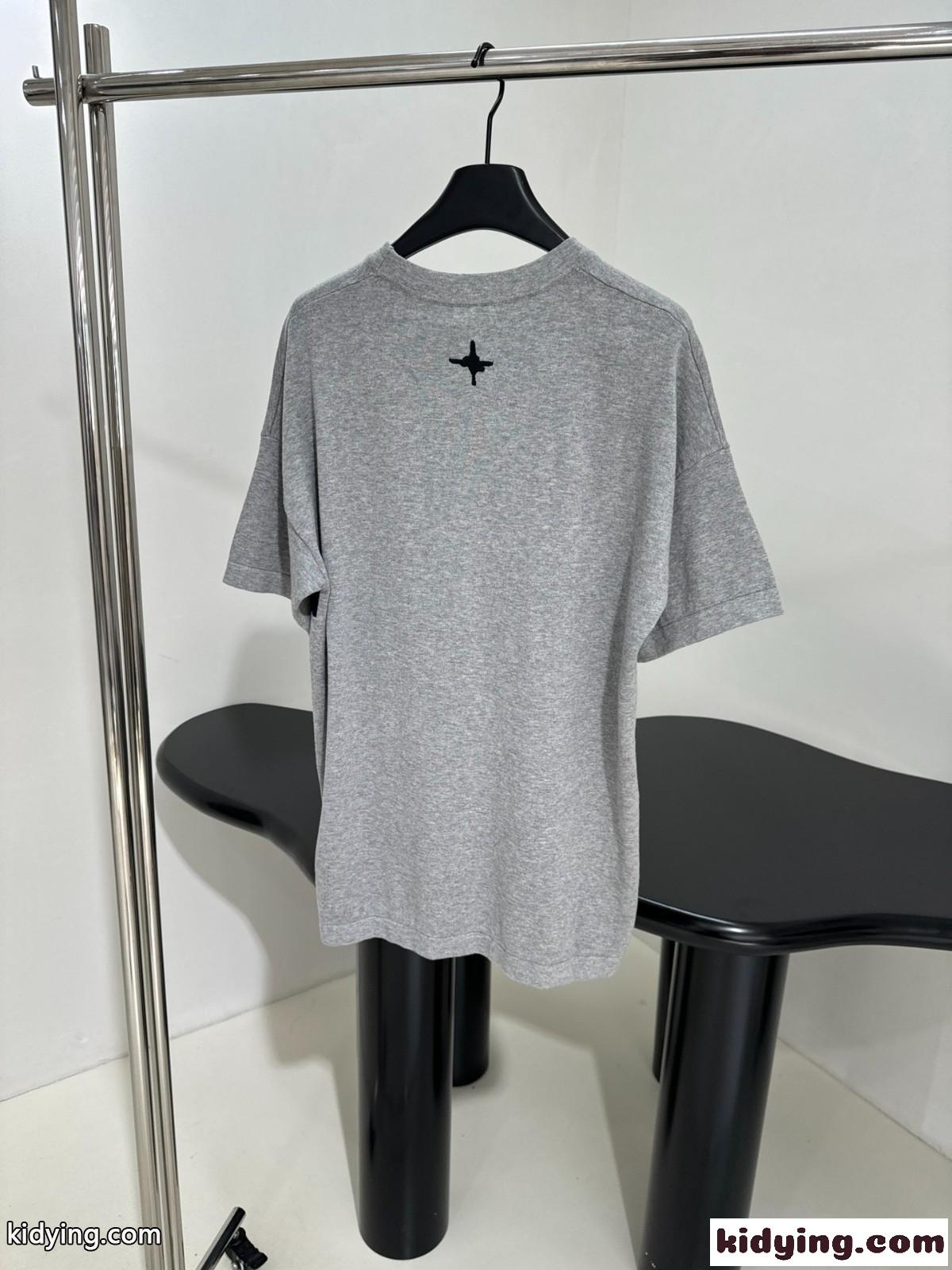 大人カジュアルクルーネック半袖Tシャツ クリスチャン・ディオール Tシャツ コピー グレー-1