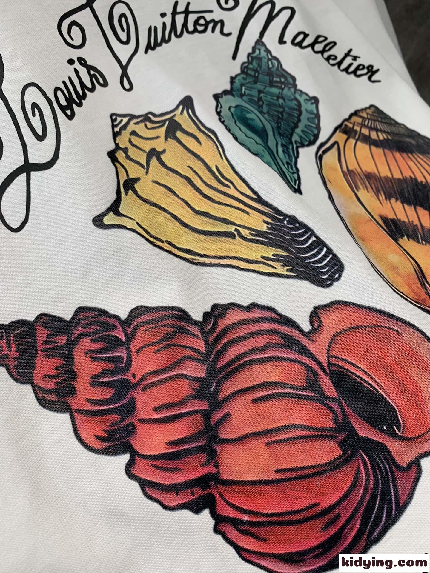 プリントショートスリーブコットンTシャツ ルイ・ヴィトン 半袖Tシャツ コピー ユニセックス-2
