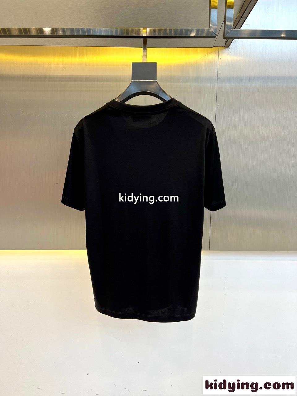 シンプル ロゴ刺繍 クルーネック 半袖Tシャツ エルメス Tシャツ 偽物 ブラック-4