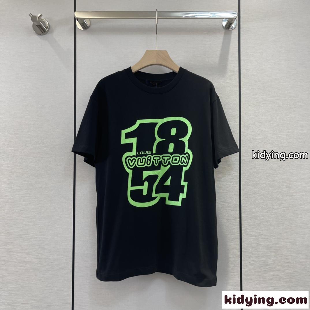 男女兼用 ゆったり プリント 半袖 クルーネック ルイ・ヴィトン Tシャツ コピー トップス-0