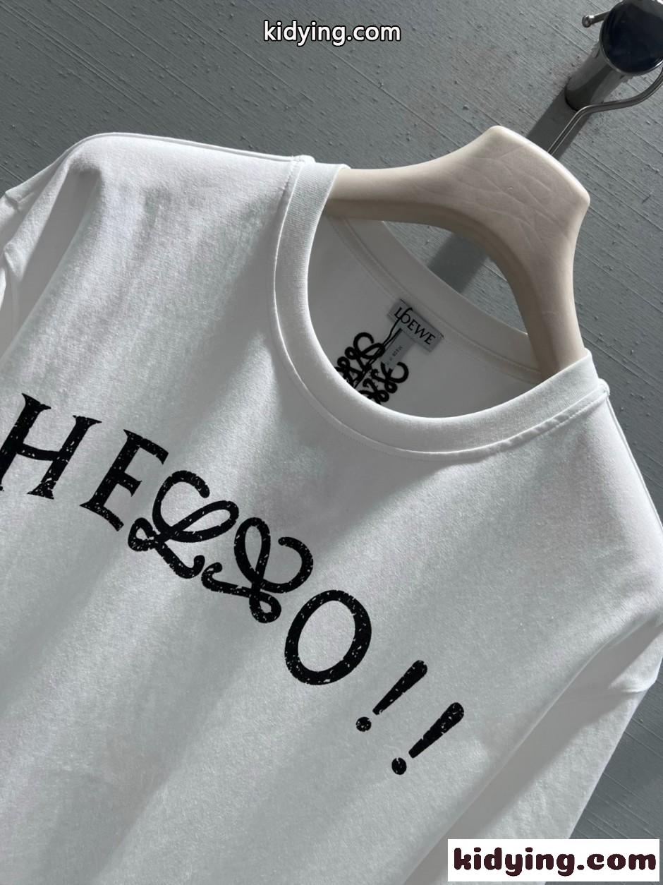 定番 合わせやすい コットン 半袖Tシャツ ロエベ Tシャツ コピー ユニセックス ホワイト-2