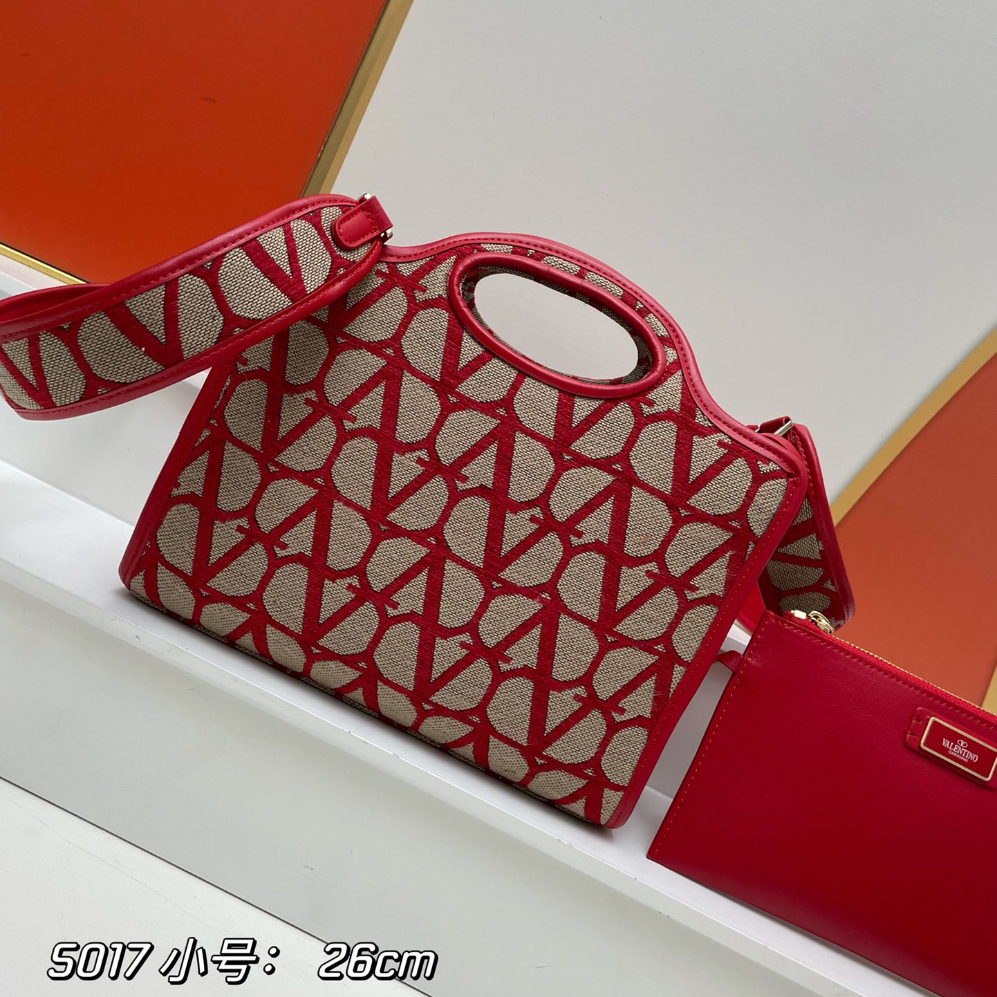 ヴァレンティノガラヴァーニ VLOGO トートバッグ コピー スモール レッド-2