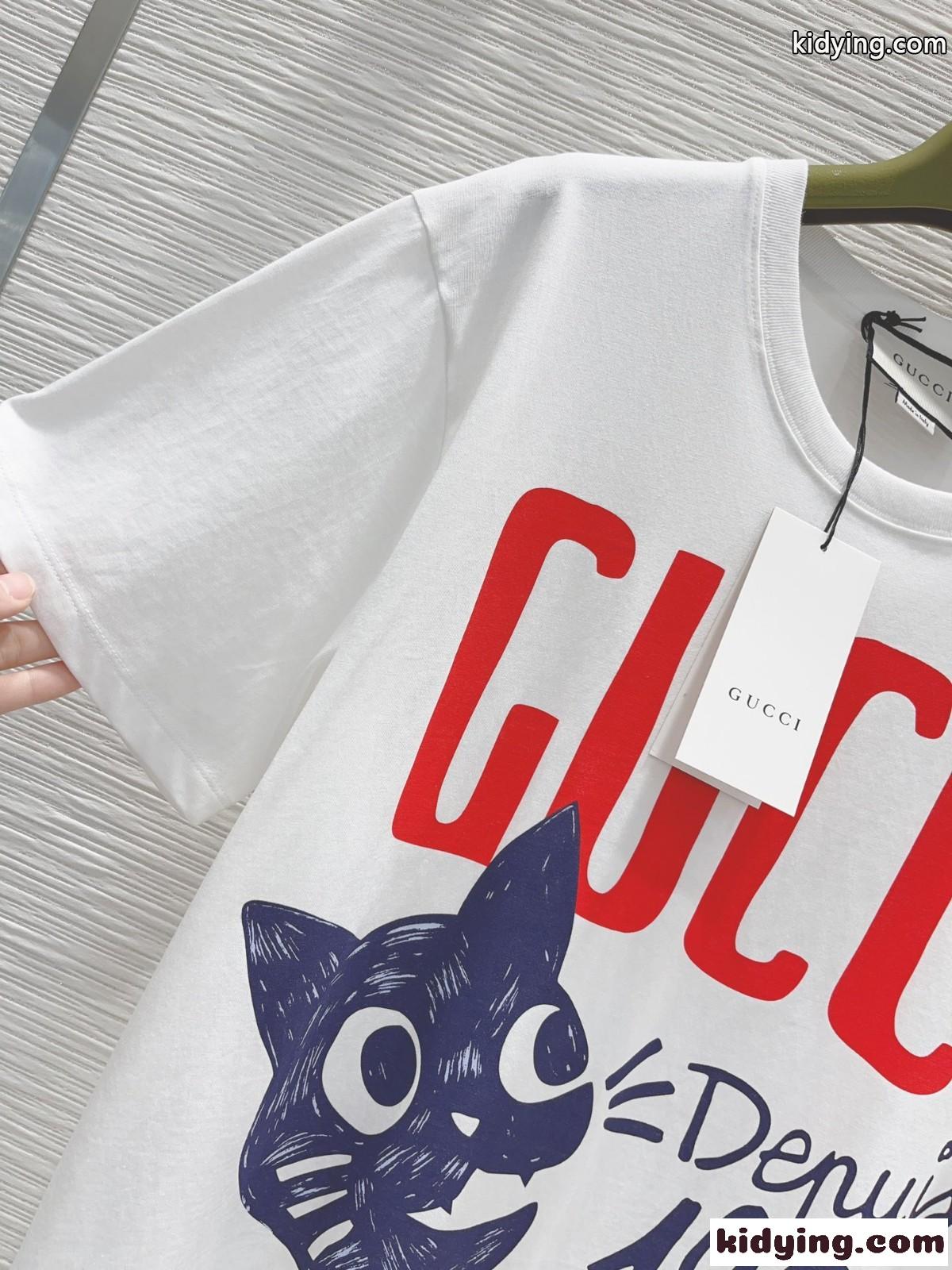 可愛い カジュアル プリント オーバーサイズ グッチ Tシャツ コピー 半袖 コットンジャージー-2