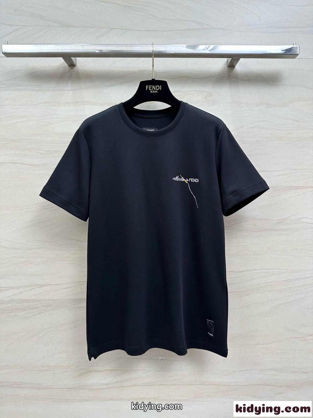 ユニセックス コットン クルーネック 半袖Tシャツ フェンディ Tシャツ コピー-2
